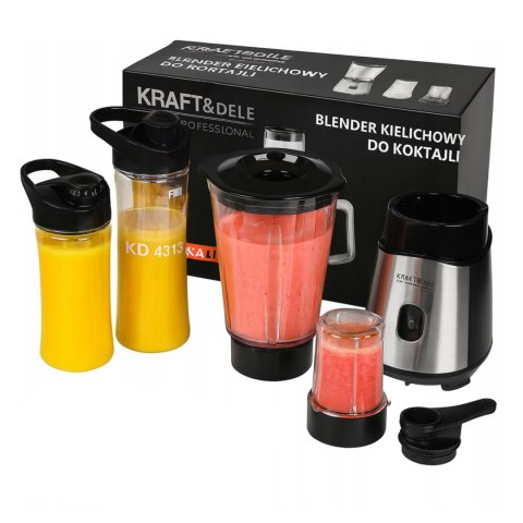Blender Kielichowy do Koktajli 1500W Zestaw Butelki Bidon Mix&Go Kraft&Dele