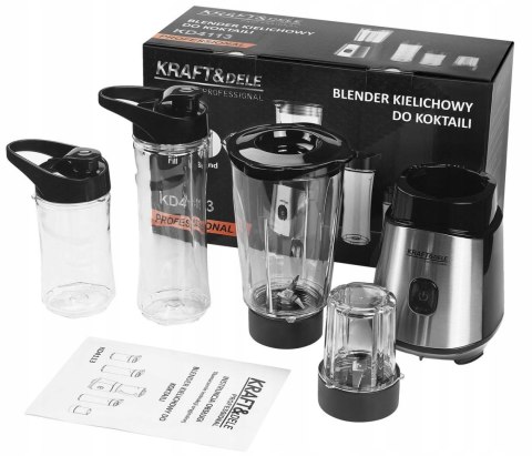 Blender Kielichowy do Koktajli 1500W Zestaw Butelki Bidon Mix&Go Kraft&Dele