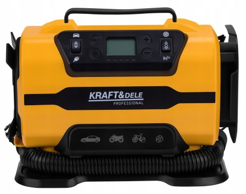 Kompresor Samochodowy Sieciowy LCD 12V 230V 140W 150 PSI 35l/min Kraft&Dele