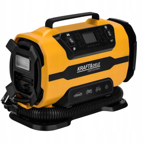 Kompresor Samochodowy Sieciowy LCD 12V 230V 140W 150 PSI 35l/min Kraft&Dele