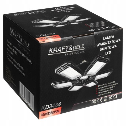 Lampa Warsztatowa Sufitowa 6 Paneli Składanych 90° LED 180W 6500K 18500 lm