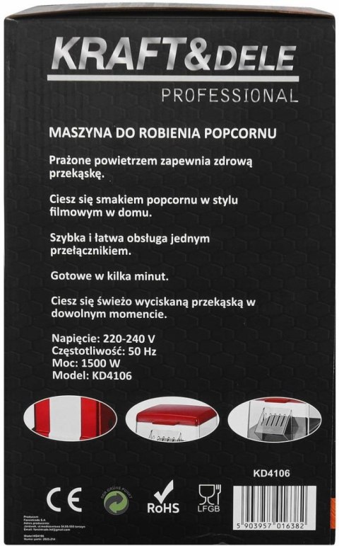 Maszynka do Robienia Popcornu 1500W Kraft&Dele