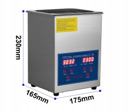 Myjka Ultradźwiękowa 100W 2L Ze Stali Nierdzewnej Z Cyfrowym Wyświetlaczem
