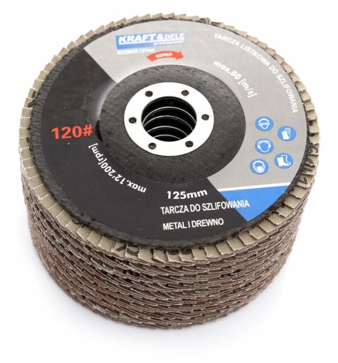 TARCZA DO SZLIFOWANIA DREWNA METALU RDZY 125mm LAMELKA LISTKOWA P120 10szt