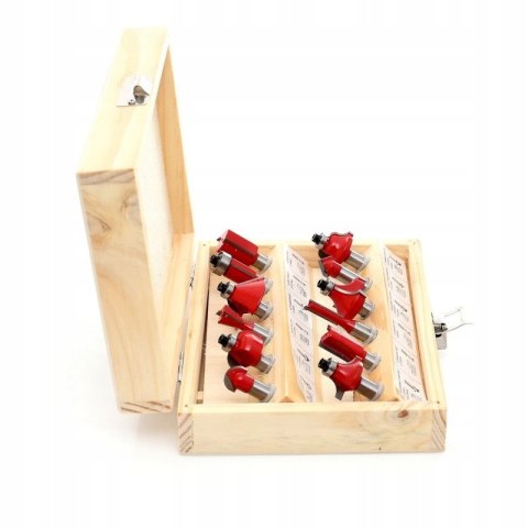 Zestaw Frezów do Drewna Trzpieniowy 12 sztuk elementów Kraft&Dele