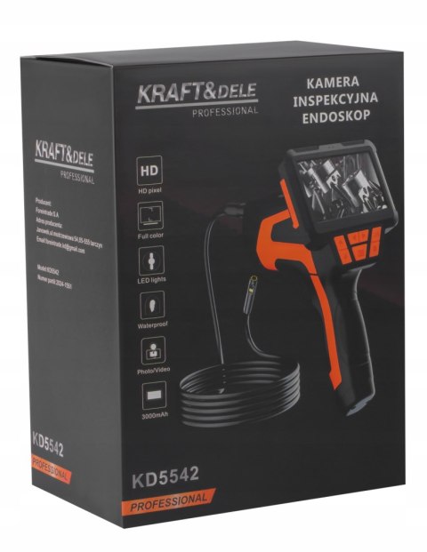 Kamera Inspekcyjna Endoskop 5m Full HD Wyświetlacz LCD USB LED IP68 do Rur