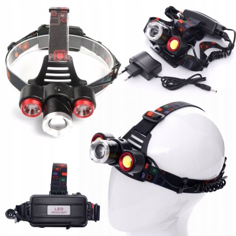 Latarka Czołowa Zoom 2000X Led T6 Cree 4 Tryby Czołówka Bateria Kraft&Dele