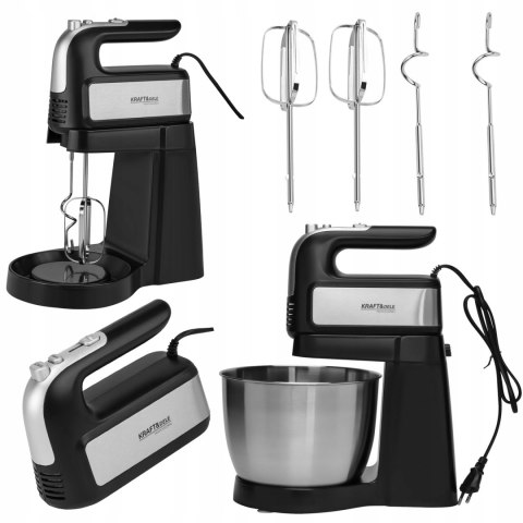 Mikser Kuchenny Ręczny 1000W z Misą 4,5L Stal Nierdzewna Kraft&Dele