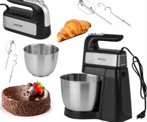 Mikser Kuchenny Ręczny 1000W z Misą 4,5L Stal Nierdzewna Kraft&Dele