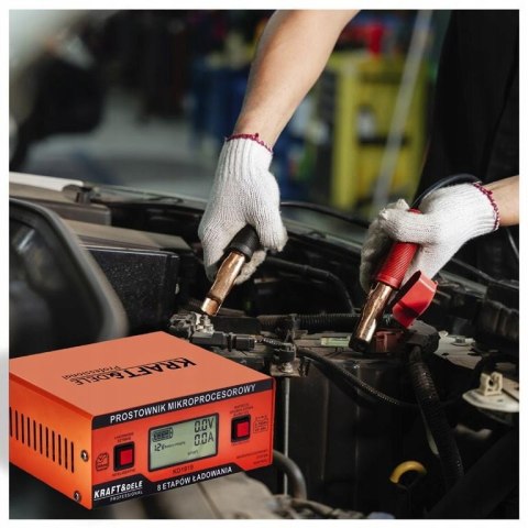 Prostownik Mikroprocesorowy Kraft&Dele 10 AMP 12/24 V 3-150Ah 4 Tryby Pracy