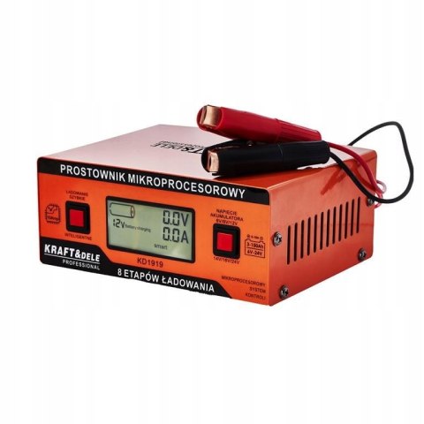 Prostownik Mikroprocesorowy Kraft&Dele 10 AMP 12/24 V 3-150Ah 4 Tryby Pracy