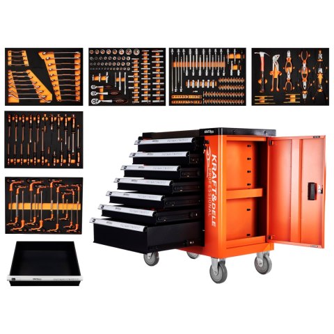 SZAFKA NARZĘDZIOWA WÓZEK WARSZTATOWY 7 SZUFLAD 258EL. Z WYPOSAŻENIEM KD1067