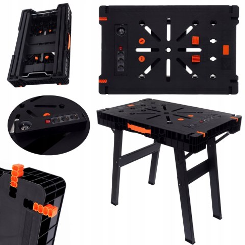 Stół Warsztatowy Zaciskowy Składany 500 Kg Listwa Zasilająca Gniazdka