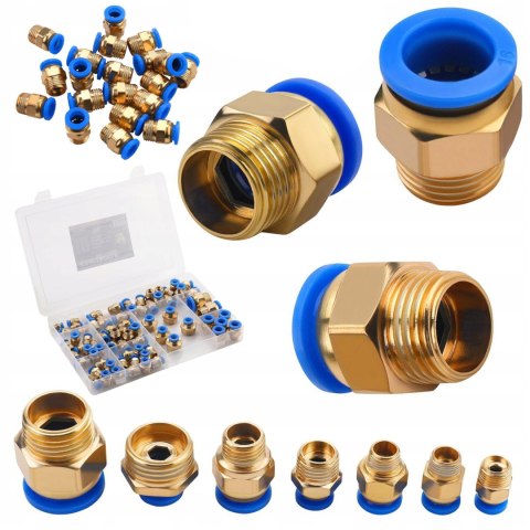 Szybkozłączki Gwintowane Pneumatyczne 4-16 mm 1/8" 1/4" 1/2" 72 Sztuki