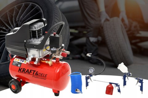 KOMPRESOR OLEJOWY SPRĘŻARKA 24L MOCNA GRATIS ZESTAW 8w1 WYDAJNA 8 bar KD400