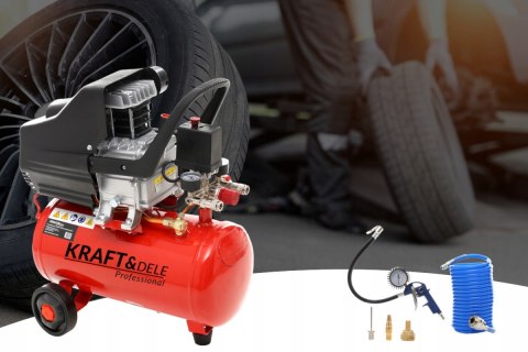 KOMPRESOR OLEJOWY SPRĘŻARKA 24L MOCNA GRATIS ZESTAW 8w1 WYDAJNA 8 bar KD400