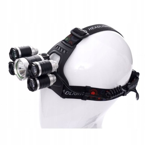 LATARKA CZOŁOWA CZOŁÓWKA LAMPKA T6 LED AKUMULATOROWA 5 DIOD KD1247