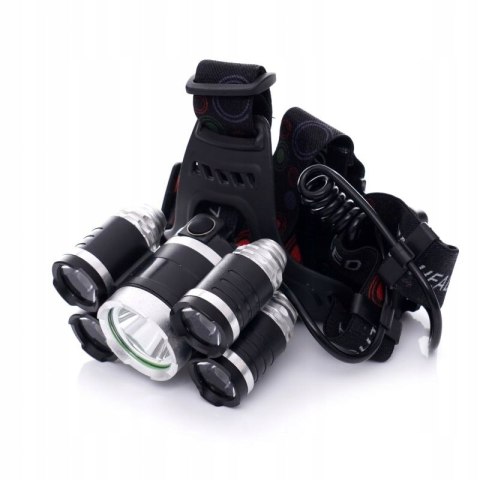 LATARKA CZOŁOWA CZOŁÓWKA LAMPKA T6 LED AKUMULATOROWA 5 DIOD KD1247