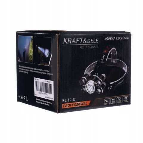 LATARKA CZOŁOWA CZOŁÓWKA LAMPKA T6 LED AKUMULATOROWA 5 DIOD KD1247