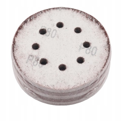 PAPIER ŚCIERNY KRĄŻEK RZEP 125MM OTWORY DO SZLIFIERKI P80 50SZT. KD11809