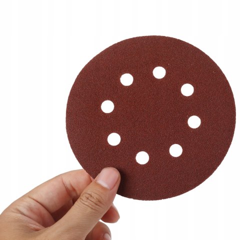 PAPIER ŚCIERNY KRĄŻEK RZEP 125MM OTWORY DO SZLIFIERKI P80 50SZT. KD11809