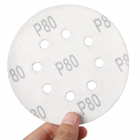 PAPIER ŚCIERNY KRĄŻEK RZEP 125MM OTWORY DO SZLIFIERKI P80 50SZT. KD11809