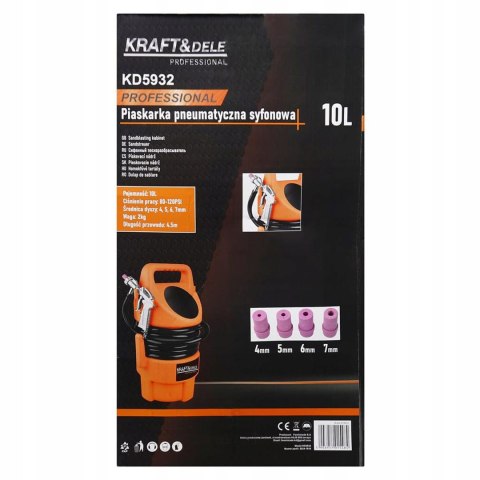Piaskarka Syfonowa Pneumatyczna 10 L 80-120 PSI Pistolet Kraft&Dele