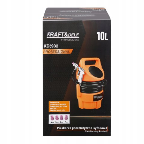 Piaskarka Syfonowa Pneumatyczna 10 L 80-120 PSI Pistolet Kraft&Dele