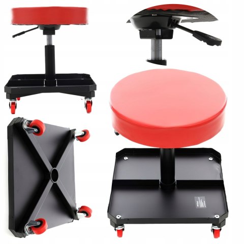 Stołek Krzesełko Warsztatowe Detailingowe Obrotowe 360° 136 Kg 380-575 mm