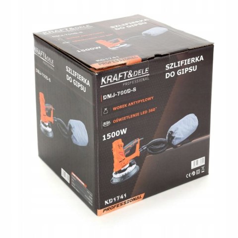 Szlifierka do Gipsu Gładzi Tynków Worek do Kurzu 1500W LED Kraft&Dele