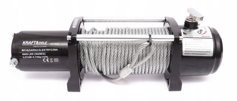 Wciągarka Elektryczna 12V Linowa 8.1 mm 28 m 8000LBS 3629 kg Kraft&Dele