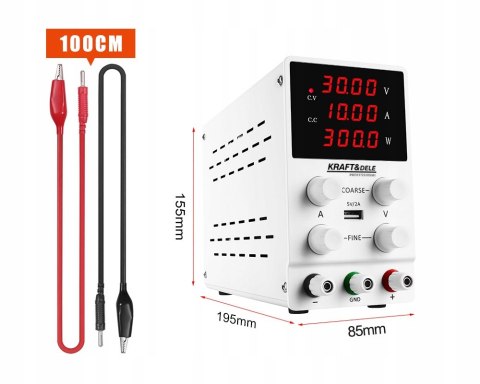 ZASILACZ LABORATORYJNY PRECYZYJNY 30V 10A REGULOWANY + USB 5V KD5870