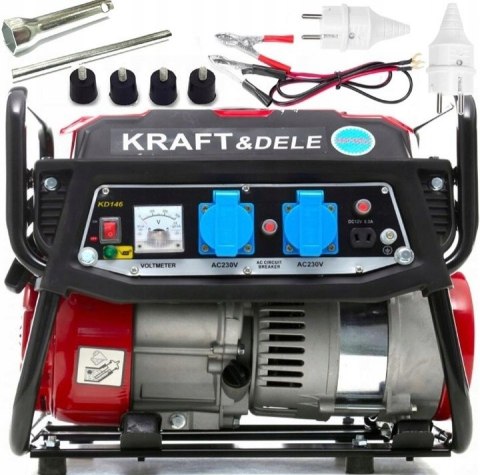 Agregat Prądotwórczy Przenośny Jednofazowy 230V/12V 1500W 3KM Kraft&Dele