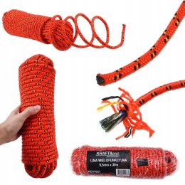 Lina Wielofunkcyjna 9,5 mm x 30 m Pomarańczowa Ogrodowa Namiotu KRAFT&DELE