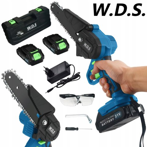 Piła Łańcuchowa Akumulatorowa 6" Zestaw Bateria x2 Ładowarka Gogle Walizka