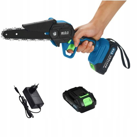 Piła Łańcuchowa Akumulatorowa 6" Zestaw Bateria x2 Ładowarka Gogle Walizka