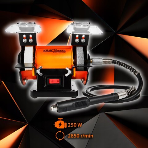 Szlifierka Stołowa 250W 230V 75x13mm 75x17mm 2850 RPM 2x Kamień Kraft&Dele