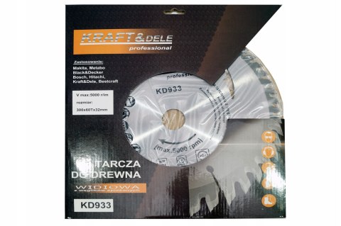 Tarcza widiowa do drewna 300mm 60T średnica wewnętrzna 32mm Kraft&Dele