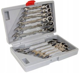 KLUCZE PŁASKIE OCZKOWE ŁAMANE Z GRZECHOTKĄ Cr-V 12szt. 8-19