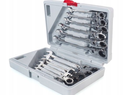 KLUCZE PŁASKIE OCZKOWE ŁAMANE Z GRZECHOTKĄ Cr-V 12szt. 8-19