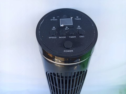 OUTLET W542 WENTYLATOR KOLUMNOWY STOJĄCY PODŁOGOWY WIATRAK CZARNY 80W PILOT