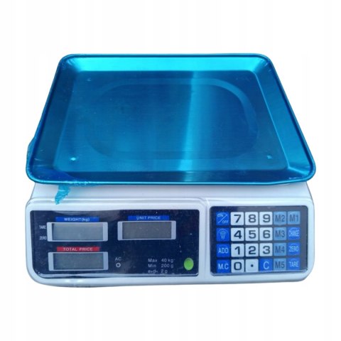 OUTLET W838 ELEKTRONICZNA WAGA SKLEPOWA LCD KALKULACYJNA 40 kg