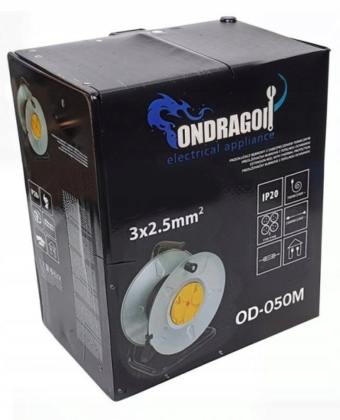 25m 3x2,5 METALOWY PRZEDŁUŻACZ BĘBNOWY NA BĘBNIE BUDOWLANY ONDRAGON MOCNY