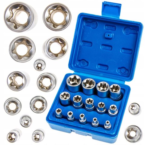 KLUCZE NASADOWE TORX E4-E24 NASADKI TORKS WEWNĘTRZNE ZESTAW KLUCZY 14 SZT.