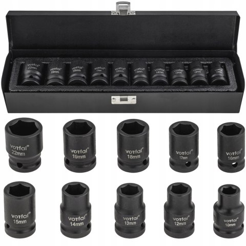 NASADKI UDAROWE 1/2 ZESTAW NASADEK UDAROWYCH KLUCZY NASADOWYCH 10-22MM 10EL