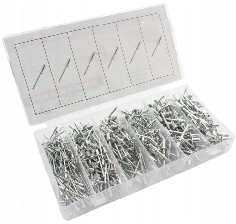 NITY ZRYWALNE ZESTAW NITÓW Z TRZPIENIEM STALOWYM 400 sztuk Z ORGANIZEREM