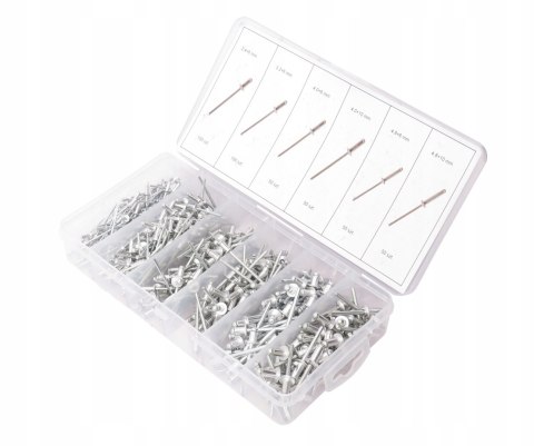 NITY ZRYWALNE ZESTAW NITÓW Z TRZPIENIEM STALOWYM 400 sztuk Z ORGANIZEREM