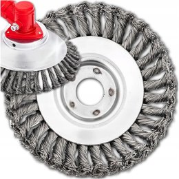 SZCZOTKA DRUCIANA DO KOSY SPALINOWEJ GŁOWICA 200mm TARCZA SKRĘCONA PLECIONA