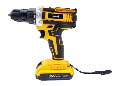 WIERTARKO WKRĘTARKA AKUMULATOROWA 36V ŻÓŁTA + 2 AKUMULATORY 5.0Ah W WALIZKA