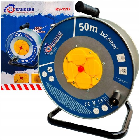 PRZEDŁUŻACZ BUDOWLANY GRUBY OGRODOWY BĘBNOWY 45M/ 50M 3X2,5MM PROFESIONALNY